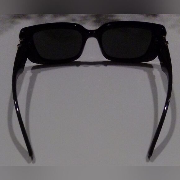 Designer Black Sunglasses with Metal Logo Accent - Like New - Picture 6 of 6
